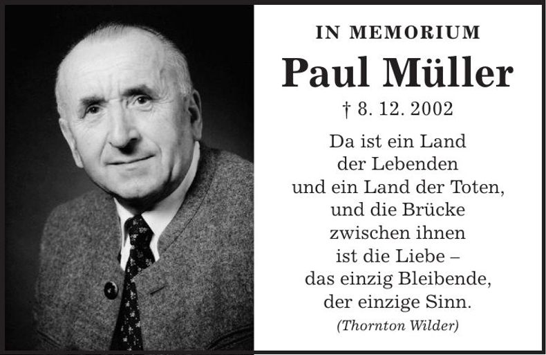 Traueranzeige Paul Müller