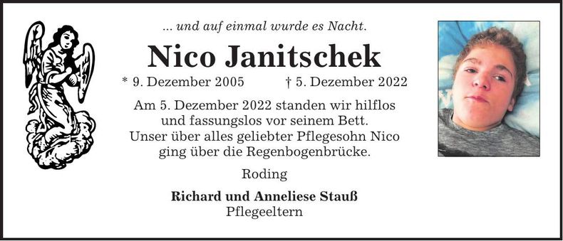 Traueranzeige Nico Janitschek
