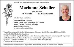 Traueranzeige Marianne Schaller