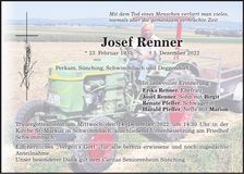 Traueranzeige Josef Renner