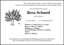 Traueranzeige Rosa Schmid