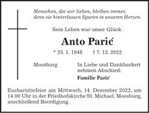 Traueranzeige Anto Paric