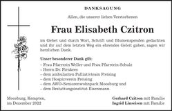 Traueranzeige Elisabeth Czitron