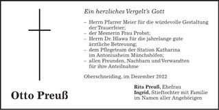 Traueranzeige Otto Preuß