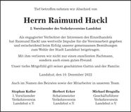 Traueranzeige Raimund Hackl Raimund Hackl