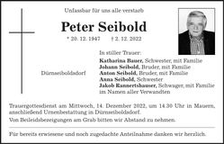 Traueranzeige Peter Seibold