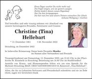 Traueranzeige Christine Hellebart
