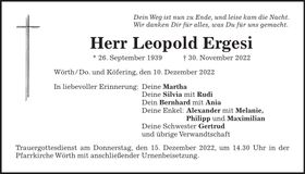 Traueranzeige Leopold Ergesi
