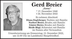 Traueranzeige Gerd Breier