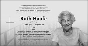 Traueranzeige Ruth Haufe