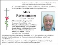 Traueranzeige Alois Rosenhammer