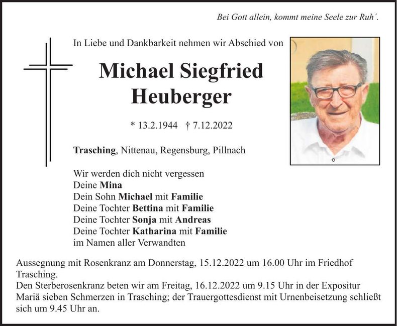Traueranzeige Michael Siegfried Heuberger