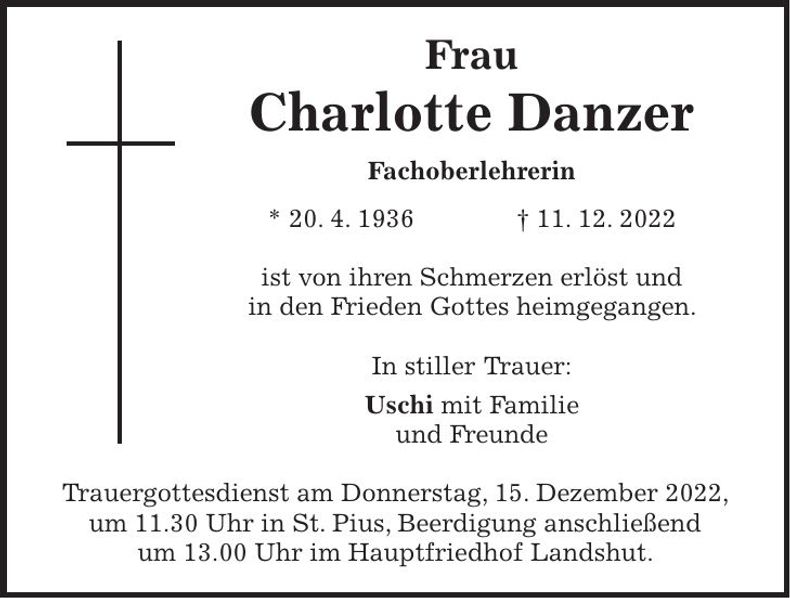 Traueranzeige Charlotte Danzer
