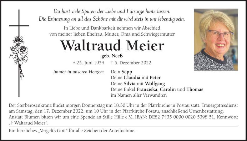 Traueranzeige Waltraud Meier