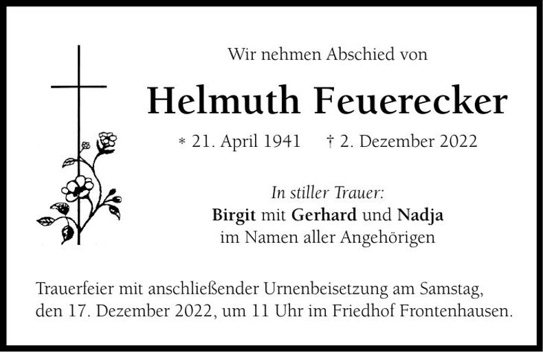 Traueranzeige Helmuth Feuerecker