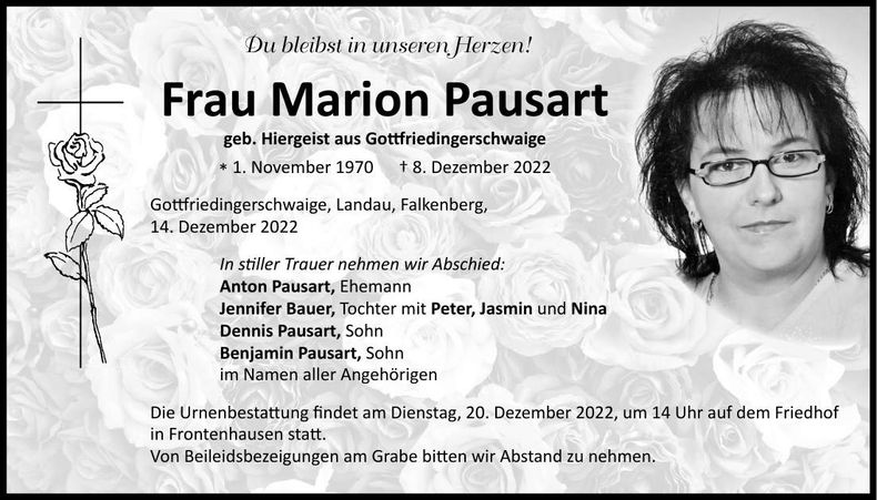 Traueranzeige Marion Pausart