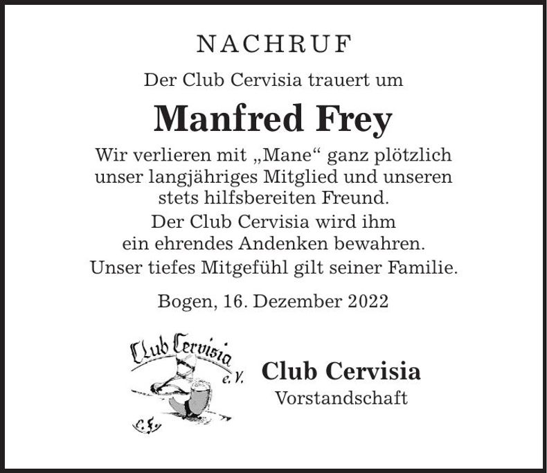 Traueranzeige Manfred Frey