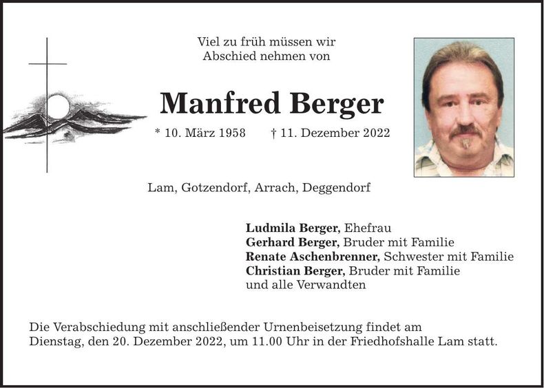 Traueranzeige Manfred Berger