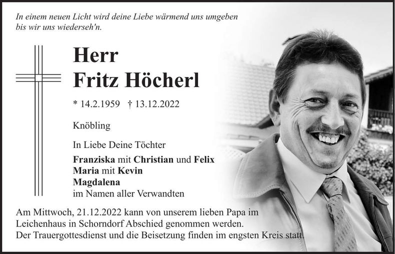 Traueranzeige Friedrich Höcherl