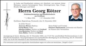 Traueranzeige Georg Rötzer