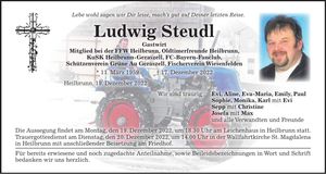 Traueranzeige Ludwig Steudl