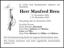 Traueranzeige Manfred Breu