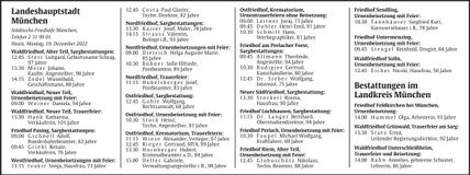 Traueranzeige Abendzeitung Bestattungskalender
