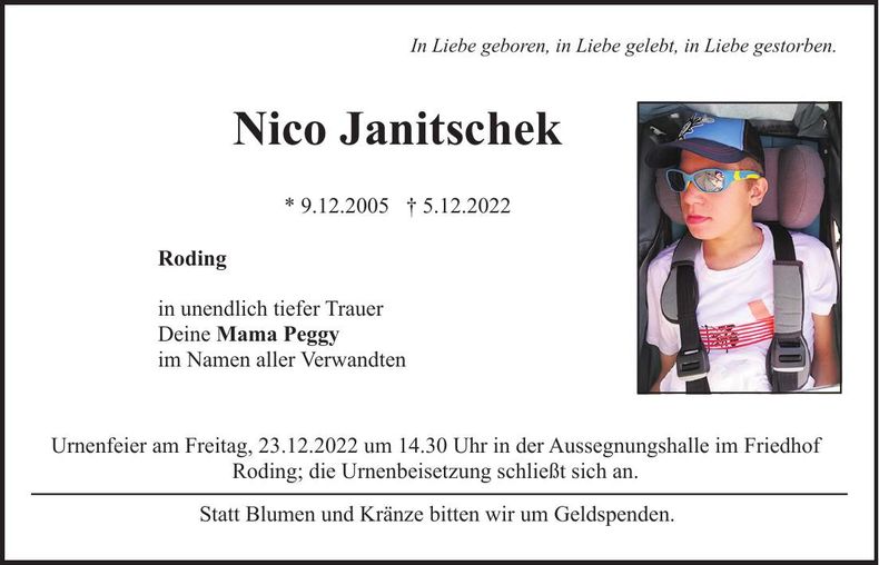Traueranzeige Nico Janitschek