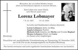 Traueranzeige Lorenz Lobmayer