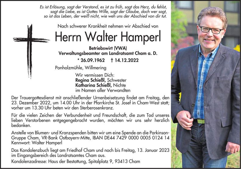 Traueranzeige Walter Hamperl