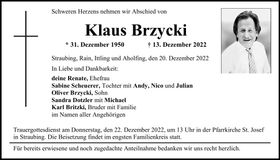 Traueranzeige Klaus Brzycki