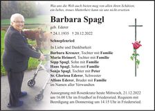 Traueranzeige Barbara Spagl