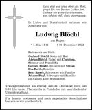 Traueranzeige Ludwig Blöchl
