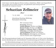 Traueranzeige Sebastian Zellmeier