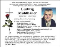 Traueranzeige Ludwig Mühlbauer