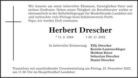 Traueranzeige Herbert Drescher