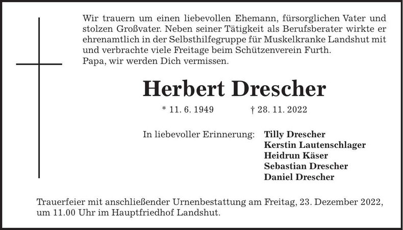 Traueranzeige Herbert Drescher