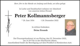 Traueranzeige Peter Kollmannsberger