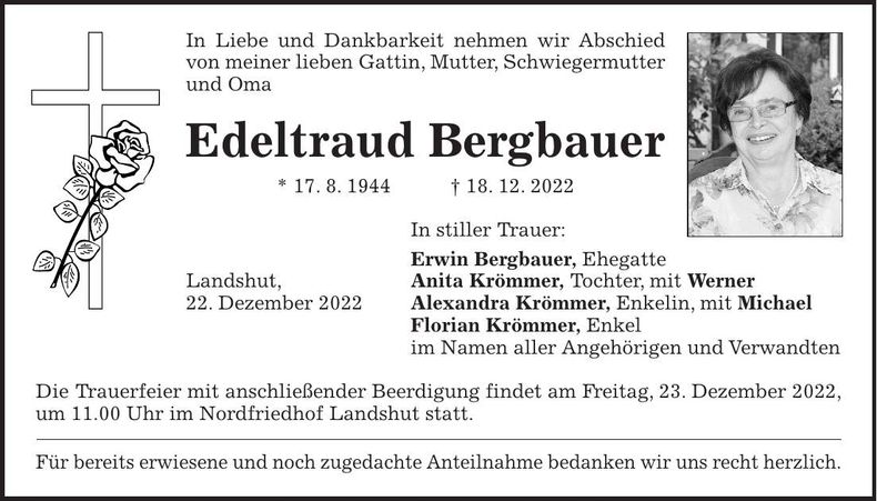Traueranzeige Edeltraud Bergbauer