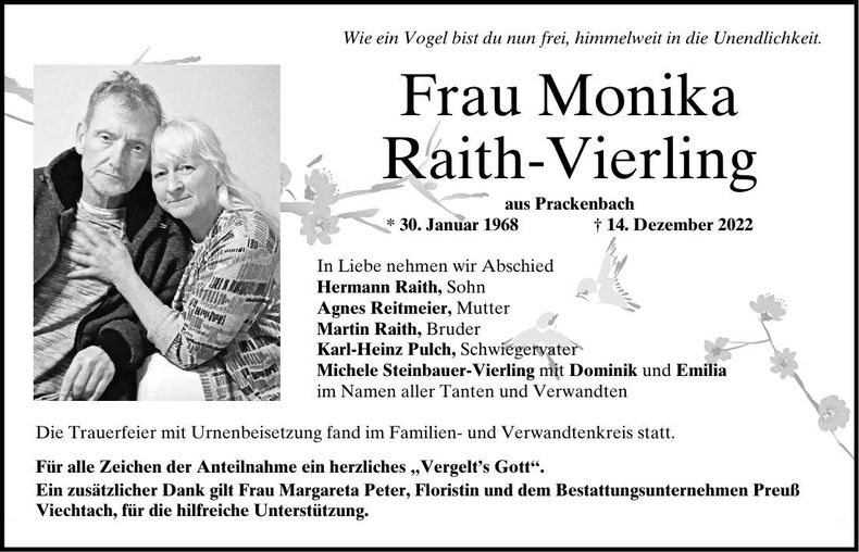 Traueranzeige Monika Reith-Vierling
