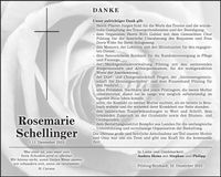 Traueranzeige Rosemarie Schellinger