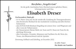 Traueranzeige Elisabeth Dreser
