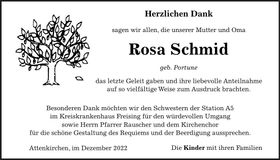 Traueranzeige Rosa Schmid