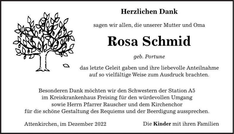 Traueranzeige Rosa Schmid
