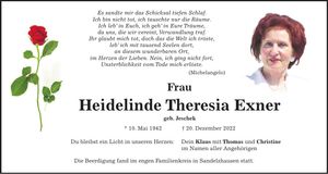 Traueranzeige Heidelinde Theresia Exner