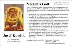 Traueranzeige Josef Kordik