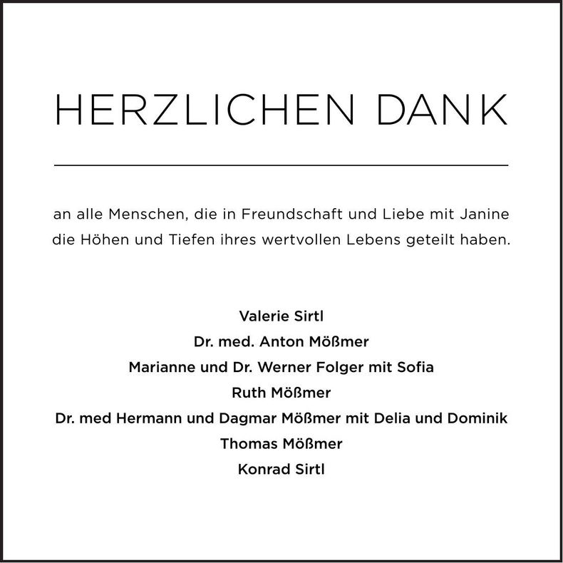 Traueranzeige Janine Mößmer