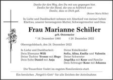 Traueranzeige Marianne Schiller