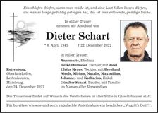 Traueranzeige Dieter Schart