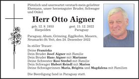 Traueranzeige Otto Aigner